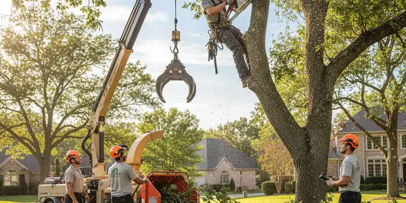 Tree service crew in Allen, TX providing professional tree trimming and removal for homeowners