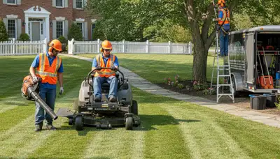 Tree service crew providing lawn care in Allen, TX for healthy residential yards