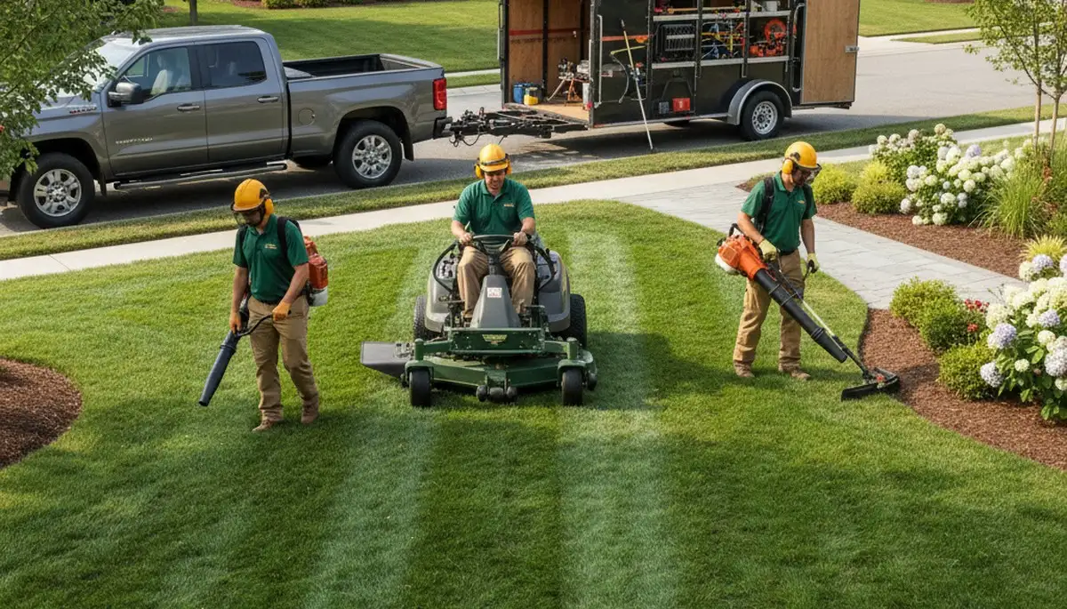 Tree service crew providing lawn care in Allen, TX for healthy, well-kept yards