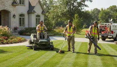 Tree service team in Allen, TX providing lawn and yard maintenance for a local home