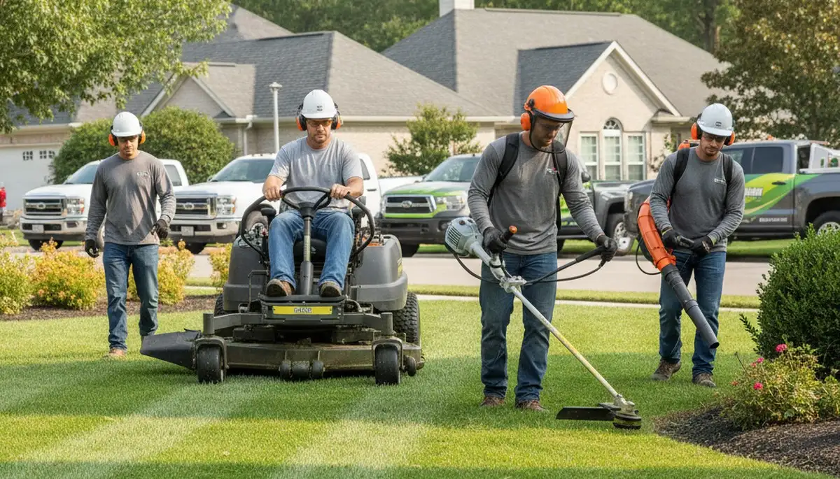 Tree service crew in Allen, TX providing lawn care and yard maintenance for a healthy landscape