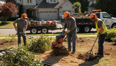 Shrub removal service in Allen, TX by Trees Service Allen TX removing overgrown bushes safely