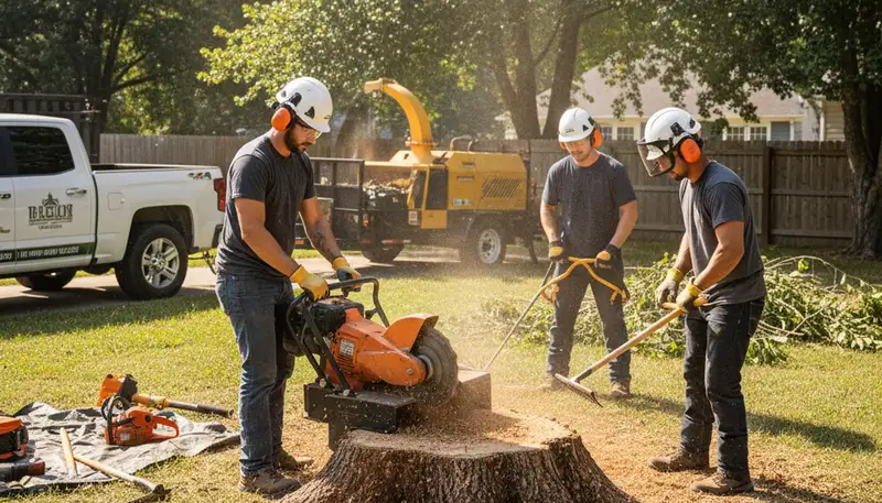Stump removal service in Allen, TX clearing a yard for a cleaner, safer landscape