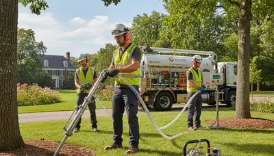Tree service technician fertilizing trees in Allen, TX for healthier, stronger growth
