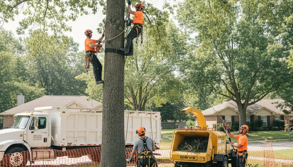 Allen, TX tree removal crew safely removing a hazardous tree for local homeowners