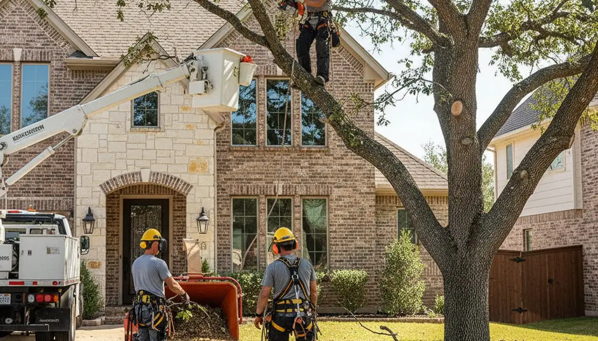 Tree service crew working in Allen, TX, providing professional tree trimming and removal services