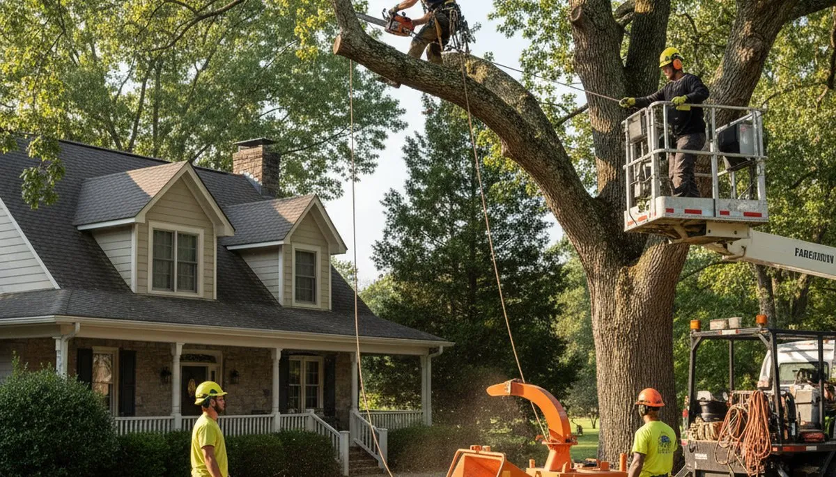 Tree service crew working in Allen, TX, providing professional tree trimming and removal services