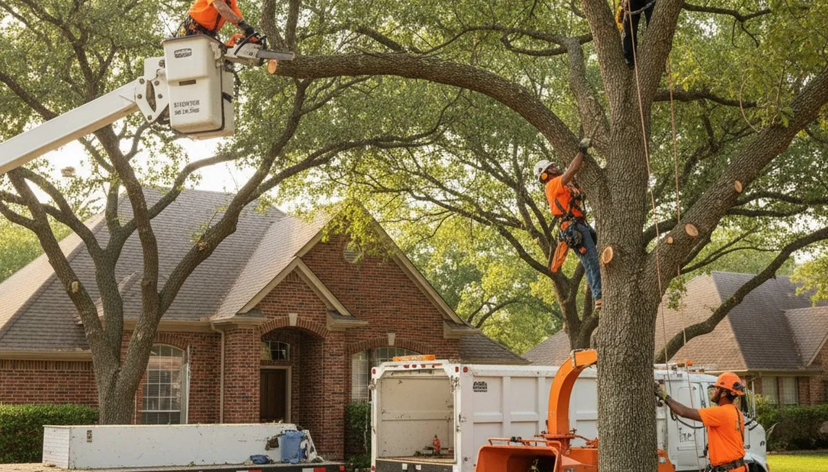 Tree service crew serving Allen, TX with professional tree trimming and removal equipment