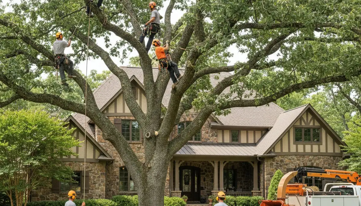 Tree service crew in Allen, TX providing professional tree care for residential properties