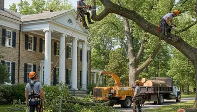 Tree service crew in Allen, TX handling professional tree care for residential properties