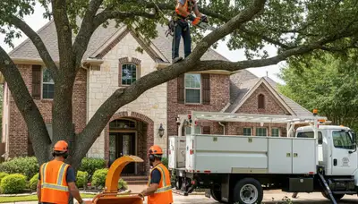 Tree service crew in Allen, TX handling professional tree trimming and removal
