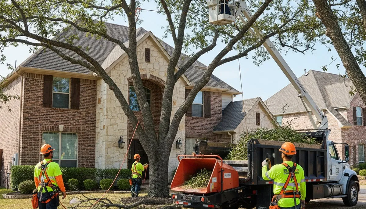 Tree service crew in Allen, TX providing professional tree care for local homeowners