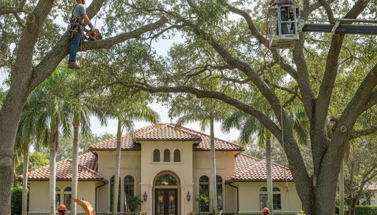 Tree service crew in Allen, TX trimming and removing trees for residential and commercial properties
